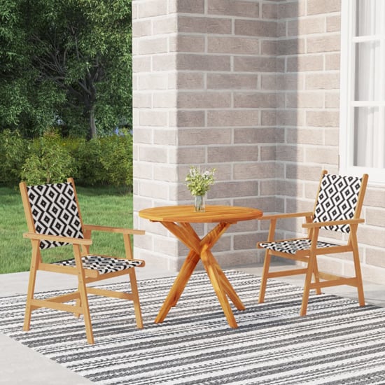 Product photograph of Galatia Solid Wood 3 Piece Round Garden Dining Set In Acacia from Furniture in Fashion