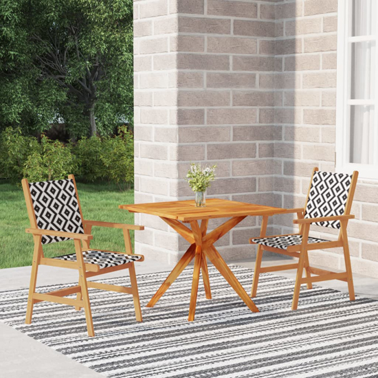 Galatia Solid Wood 3 Piece Square Garden Dining Set In Acacia