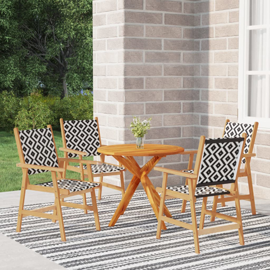 Product photograph of Galatia Solid Wood 5 Piece Round Garden Dining Set In Acacia from Furniture in Fashion