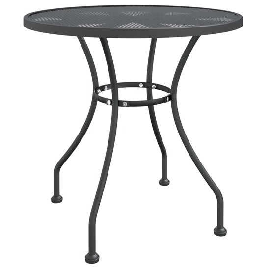 Galax Large Round Metal Mesh 3 Piece Dining Set In Anthracite