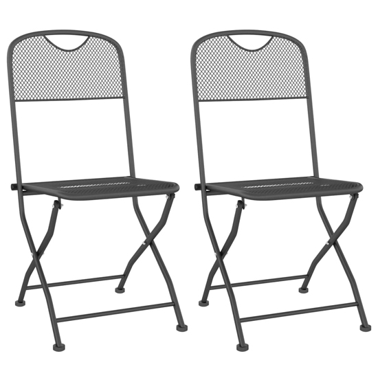 Galax Large Round Metal Mesh 3 Piece Dining Set In Anthracite