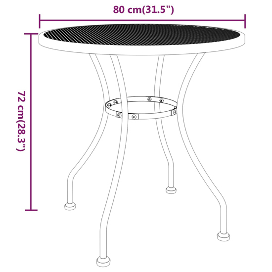 Galax Large Round Metal Mesh 3 Piece Dining Set In Anthracite