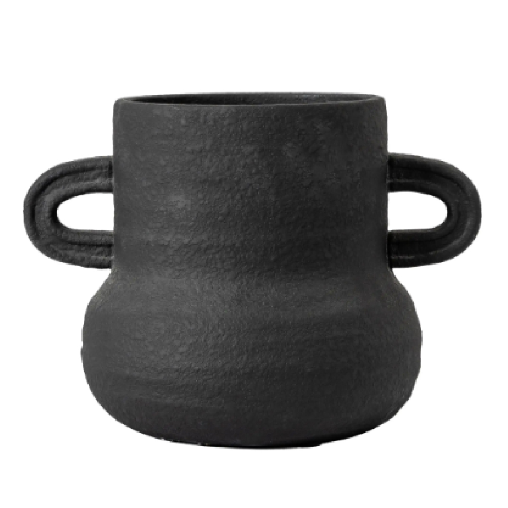 Galax Small Cement Vase In Black
