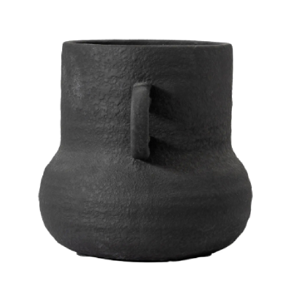 Galax Small Cement Vase In Black