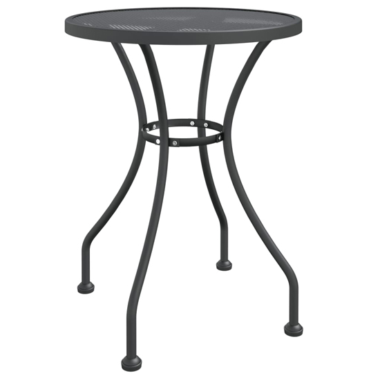 Galax Small Round Metal Mesh 3 Piece Dining Set In Anthracite
