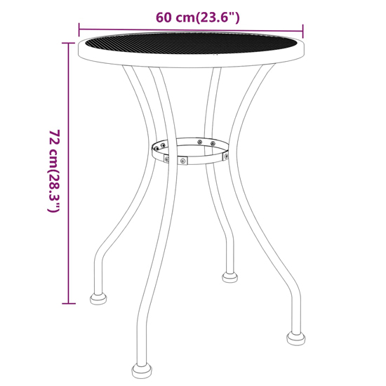Galax Small Round Metal Mesh 3 Piece Dining Set In Anthracite