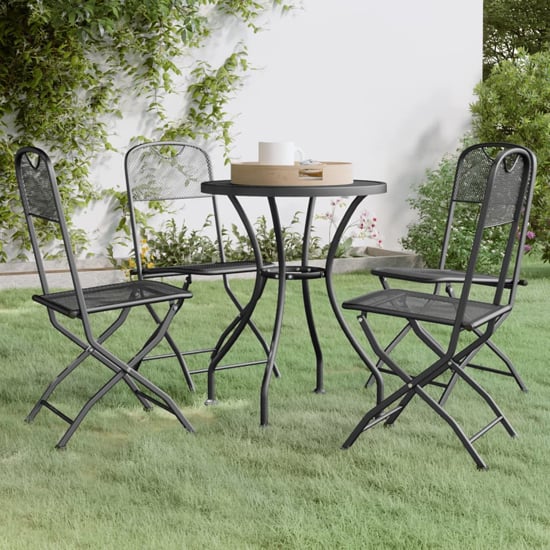Read more about Galax small round metal mesh 5 piece dining set in anthracite