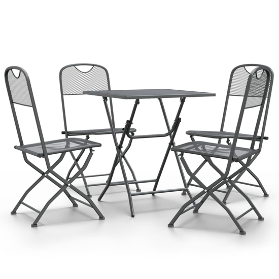 Galax Small Square Metal Mesh 5 Piece Dining Set In Anthracite