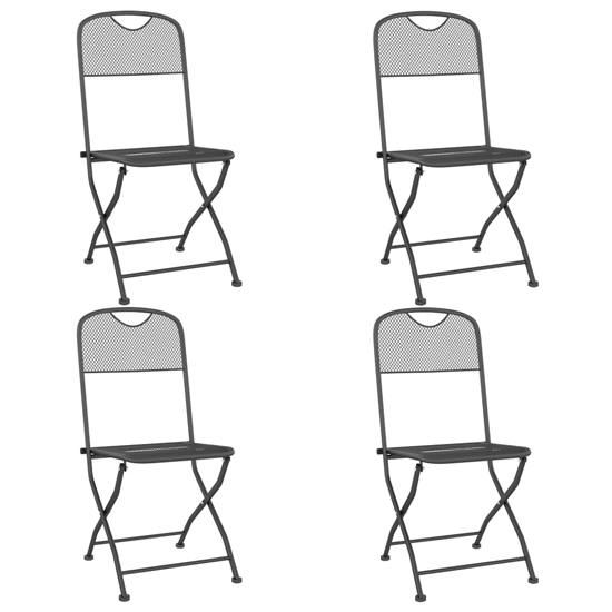 Galax Small Square Metal Mesh 5 Piece Dining Set In Anthracite