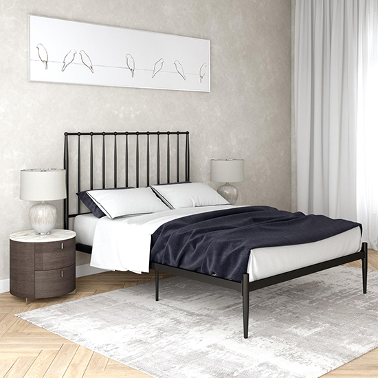 Galdesa Modern Metal Double Bed In Black_1