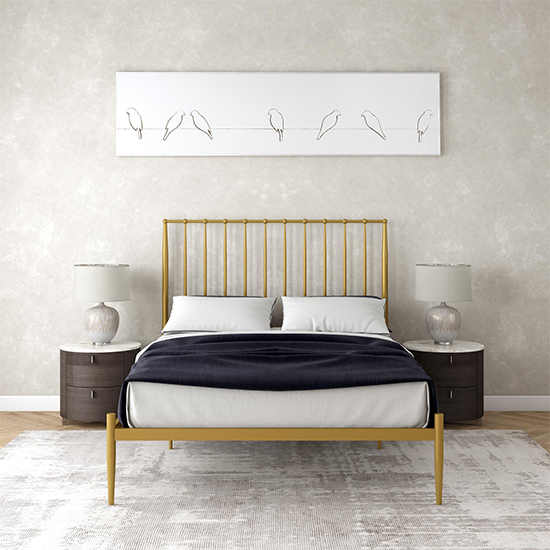 Galdesa Modern Metal Double Bed In Gold_2