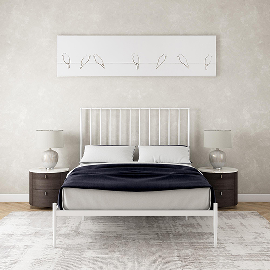 Galdesa Modern Metal Double Bed In White_2