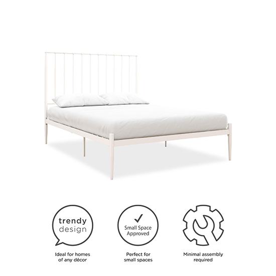 Galdesa Modern Metal Double Bed In White_6