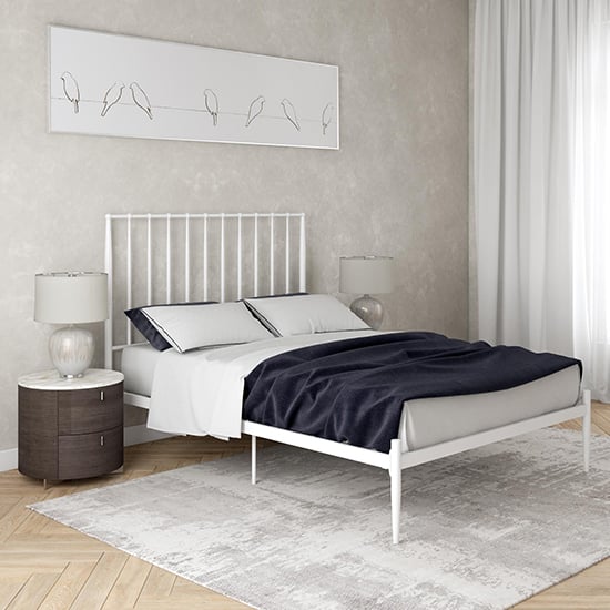Galdesa Modern Metal Double Bed In White_1