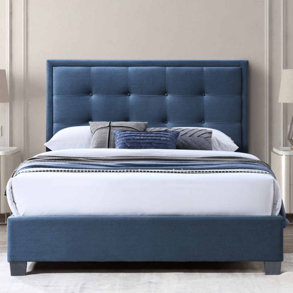 Galena Fabric Small Double Bed In Bolero Steel Blue