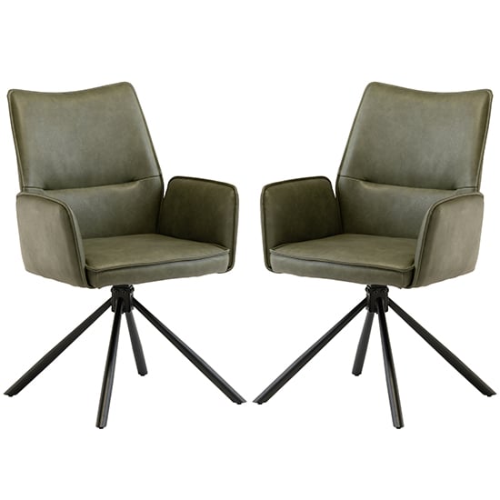 Product photograph of Galena Green Faux Leather Dining Armchairs In Pair from Furniture in Fashion