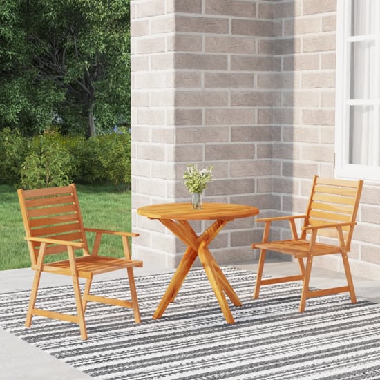 Product photograph of Galena Solid Wood 3 Piece Round Garden Dining Set In Acacia from Furniture in Fashion