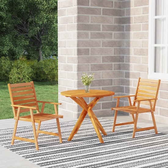 Read more about Galena solid wood 3 piece round garden dining set in acacia