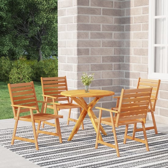 Product photograph of Galena Solid Wood 5 Piece Round Garden Dining Set In Acacia from Furniture in Fashion