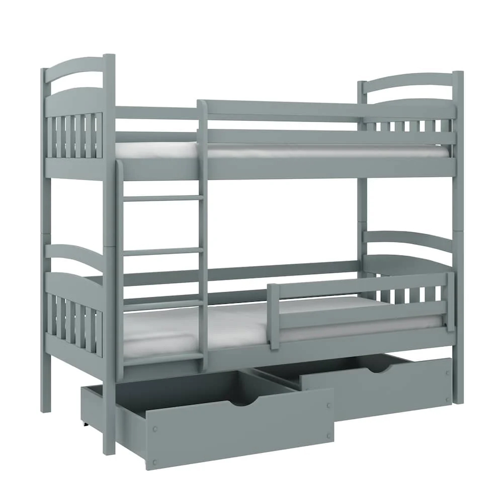 Galena Wooden Bunk Bed Without Mattress In Matt Grey