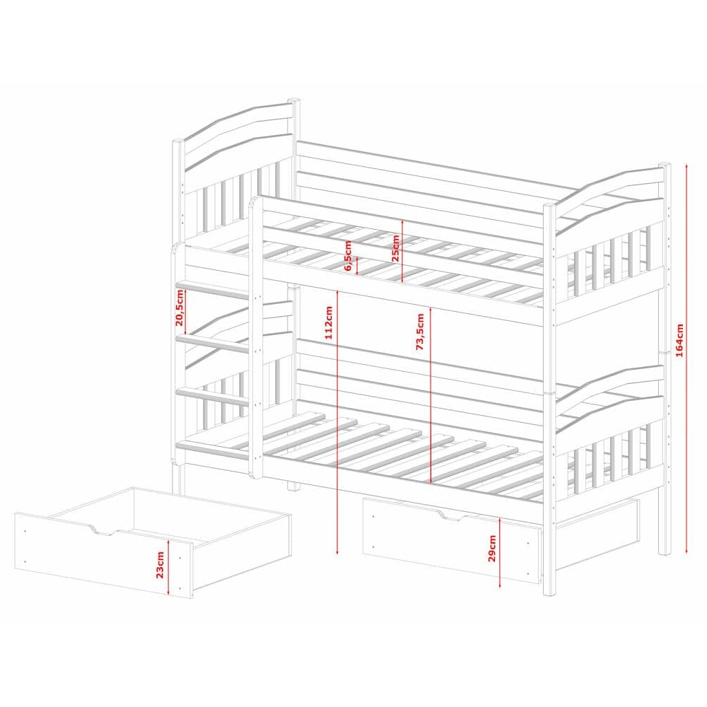 Galena Wooden Bunk Bed Without Mattress In Pine