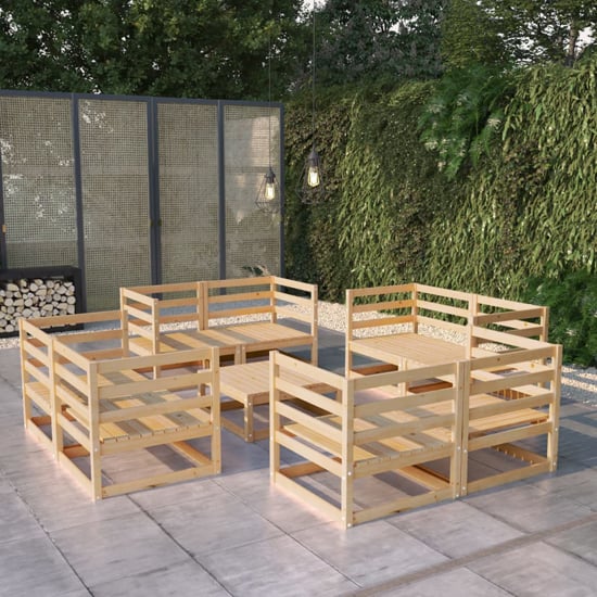 Read more about Galeno solid pinewood 9 piece garden lounge set in brown