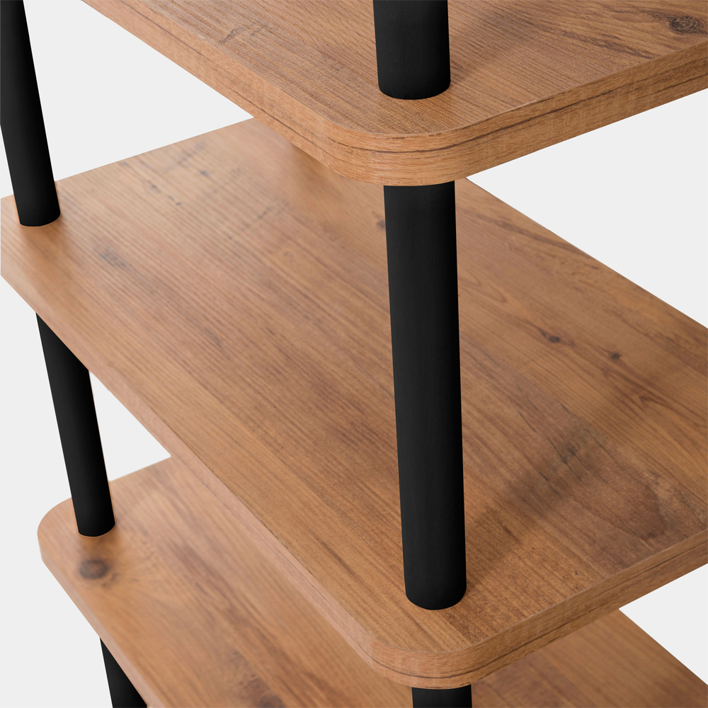 Galeo Wooden Shelving Unit With 5 Shelves In Atlantic Pine And Black