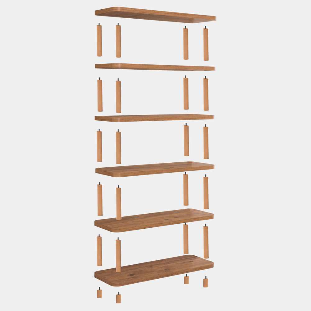 Galeo Wooden Shelving Unit With 5 Shelves In Atlantic Pine