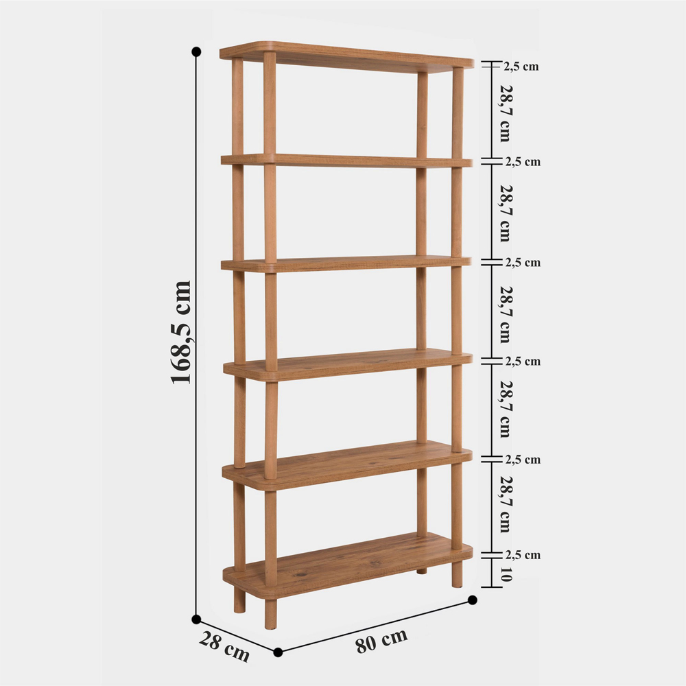 Galeo Wooden Shelving Unit With 5 Shelves In Atlantic Pine