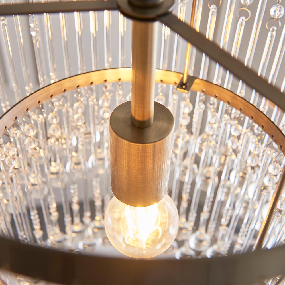 Galesburg Clear Glass Pendant Ceiling Light In Antique Brass