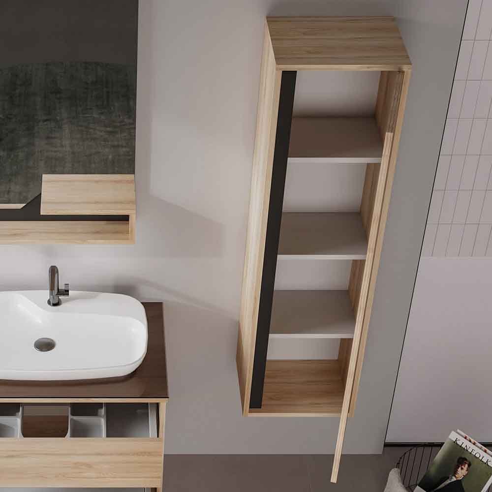 Galia Tall Wooden Bathroom Storage Cabinet in Oak