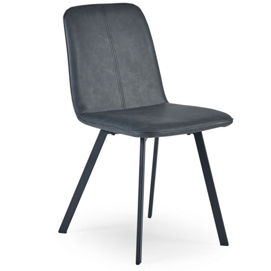 Galileo Antique Black Faux Leather Dining Chairs In Pair