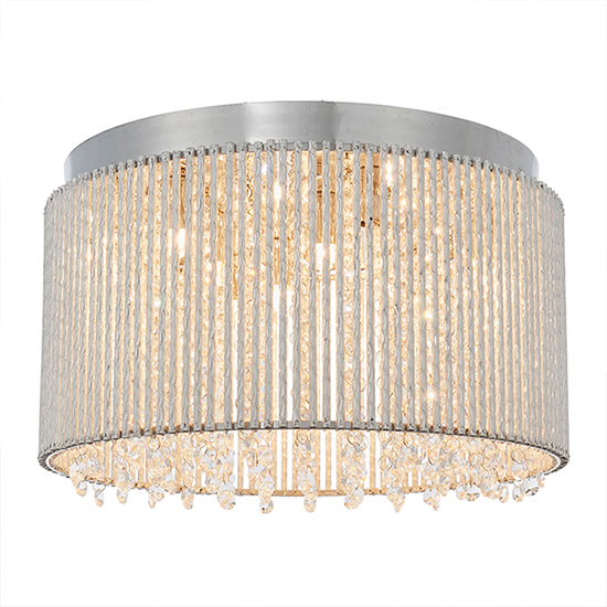 Galina 10 Lights Flush Ceiling Light In Polished Chrome