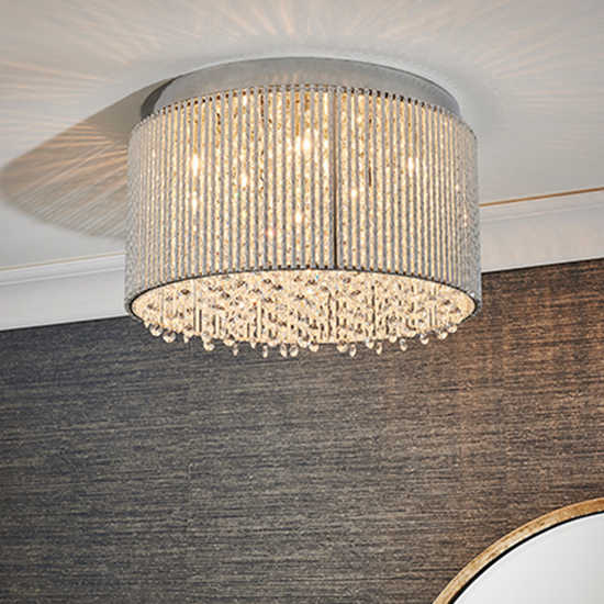 Galina 10 Lights Flush Ceiling Light In Polished Chrome