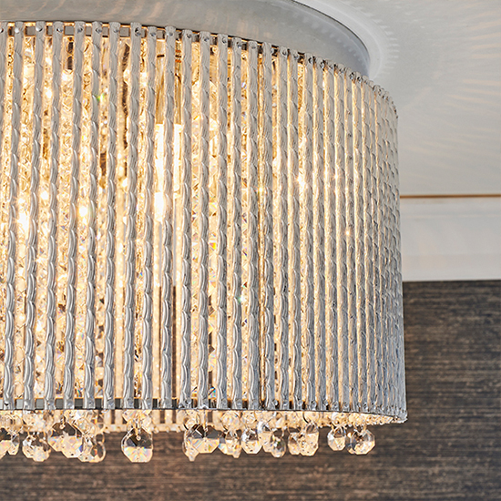 Galina 10 Lights Flush Ceiling Light In Polished Chrome
