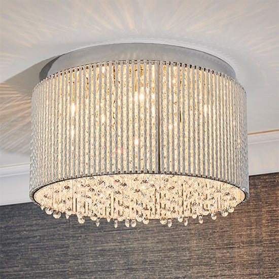 Product photograph of Galina 10 Lights Flush Ceiling Light In Polished Chrome from Furniture in Fashion