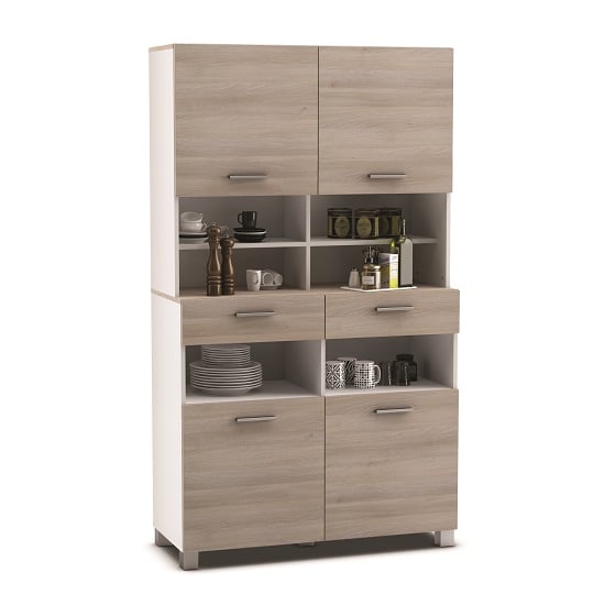 Gallen Modern Storage Cabinet In Acacia And White With 4 Doors ...