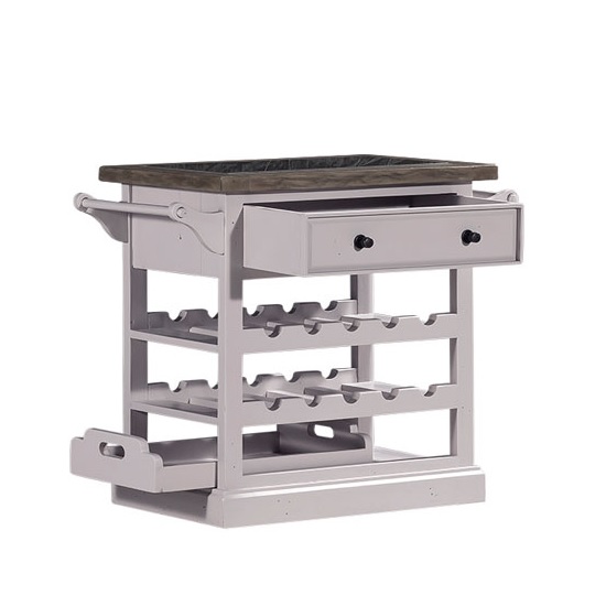 Galleon Wooden Wine Rack In Cotton White With Granite Top Furniture