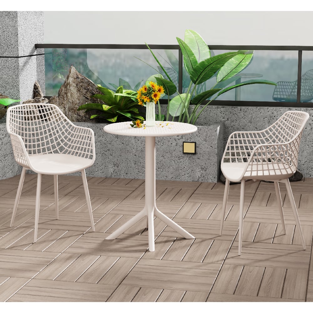 Read more about Gallipolis metal bistro dining table with 2 chairs in calico