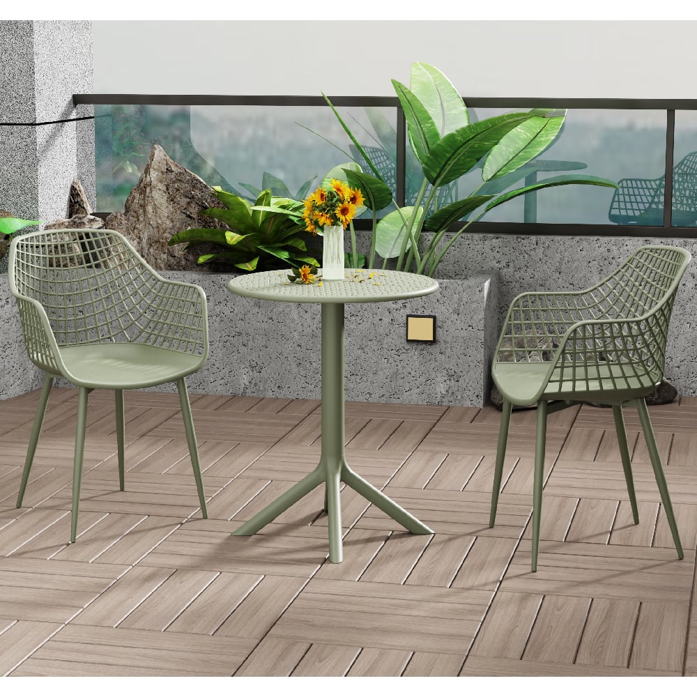Read more about Gallipolis metal bistro dining table with 2 chairs in green