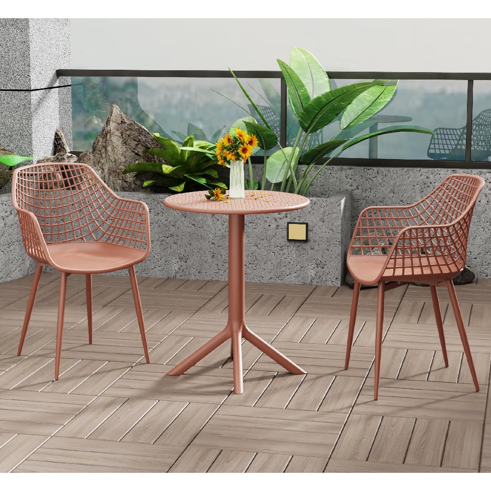 Read more about Gallipolis metal bistro dining table with 2 chairs in terraco