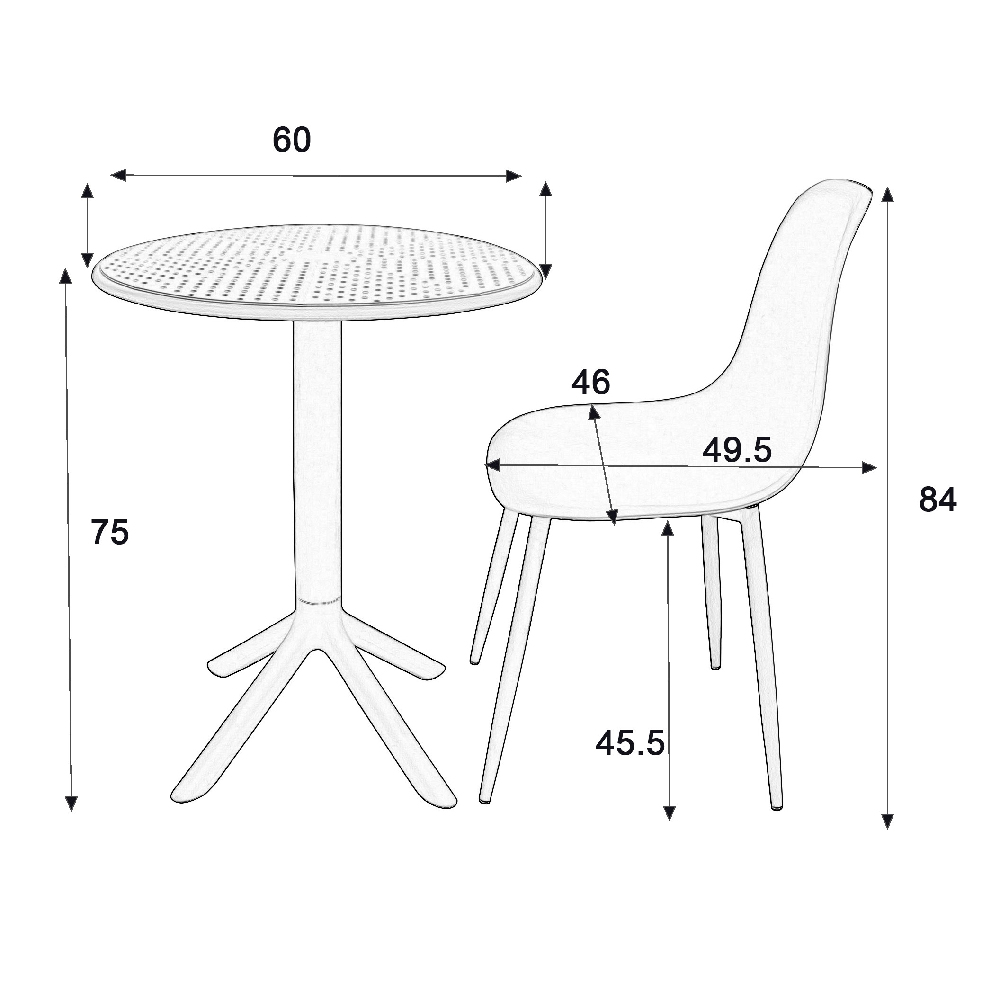 Gallipolis Plastic Bistro Dining Table With 2 Chairs In Blue