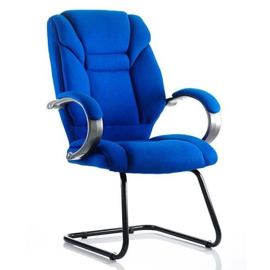 Read more about Galloway fabric cantilever visitor chair in blue with arms