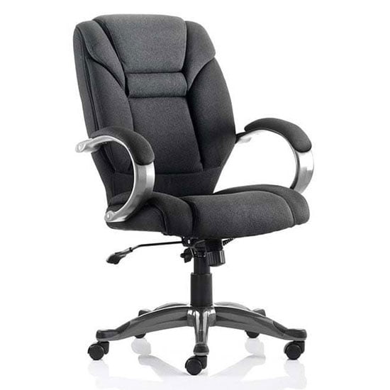 Galloway Fabric Executive Office Chair In Black With Arms