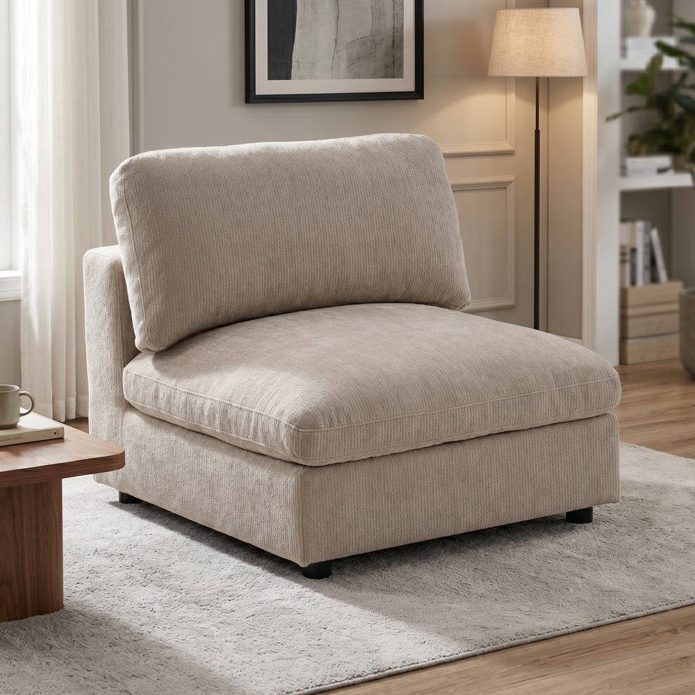 Galnor Fabric Armless Chair in Biscuit