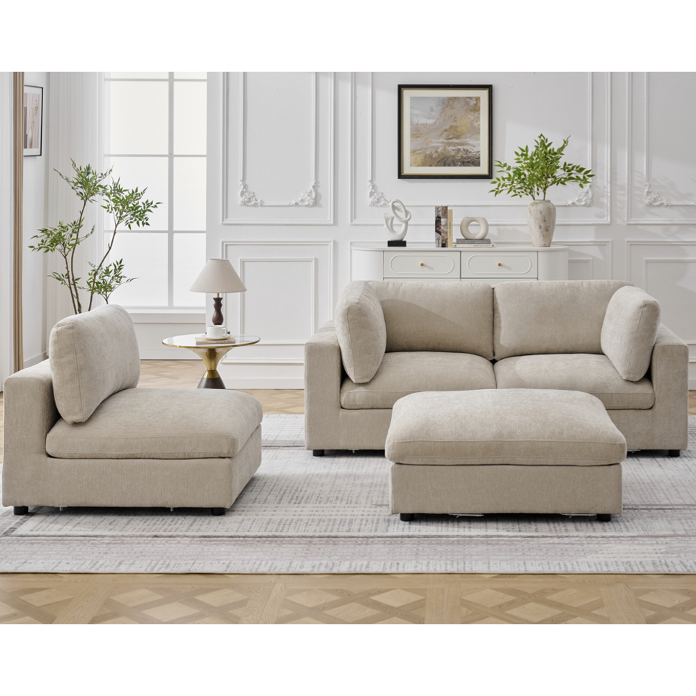 Galnor Fabric Sofa Suite in Biscuit