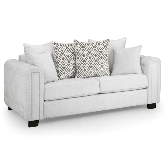 Grazed Fabric 3 Seater Sofa In Light Grey