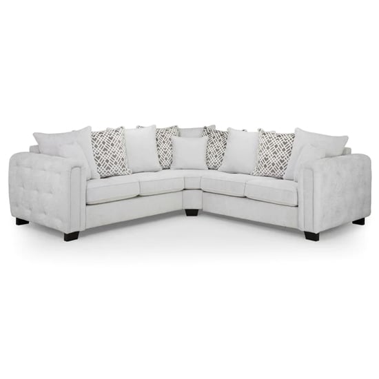 Grazed Large Fabric Corner Sofa In Light Grey