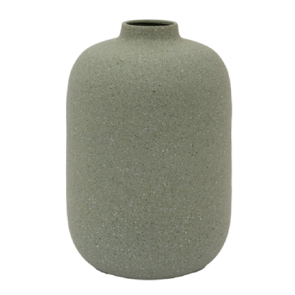 Galva Large Spun Aluminium Cast Vase In Olive