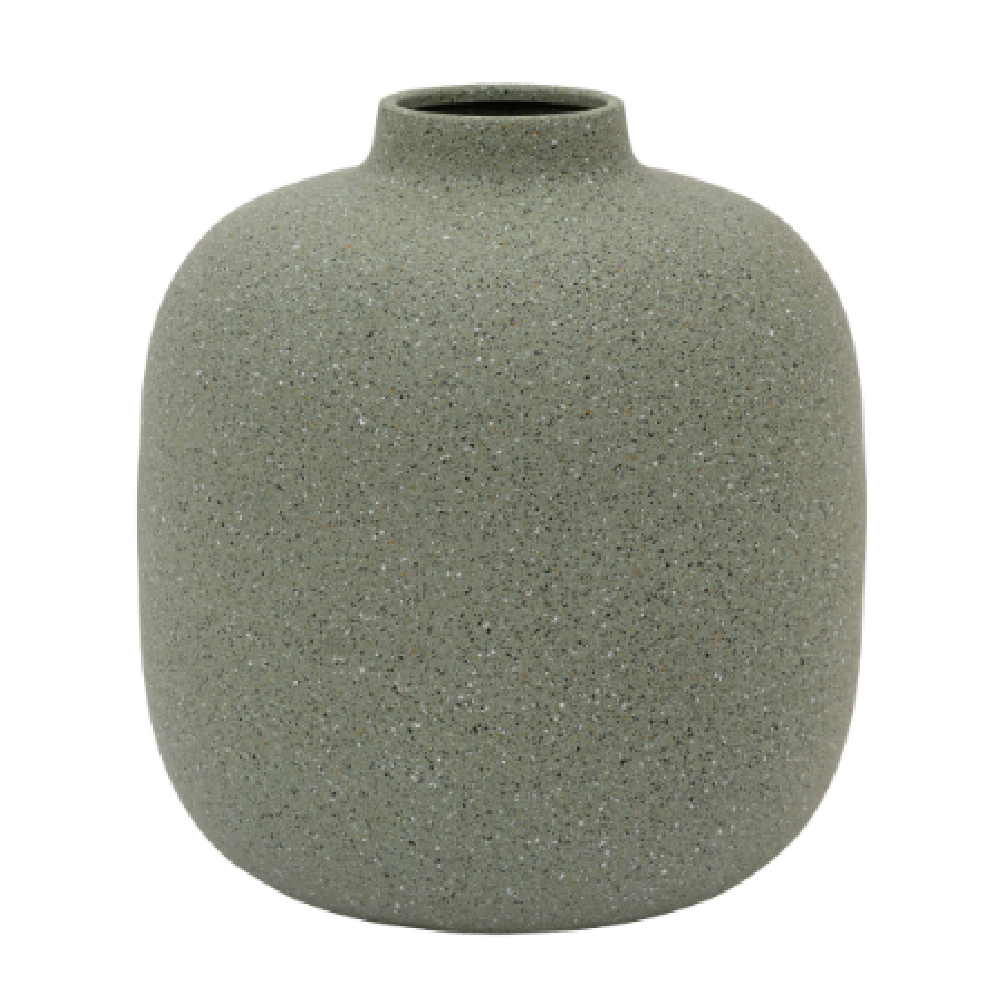 Galva Small Spun Aluminium Cast Vase In Olive